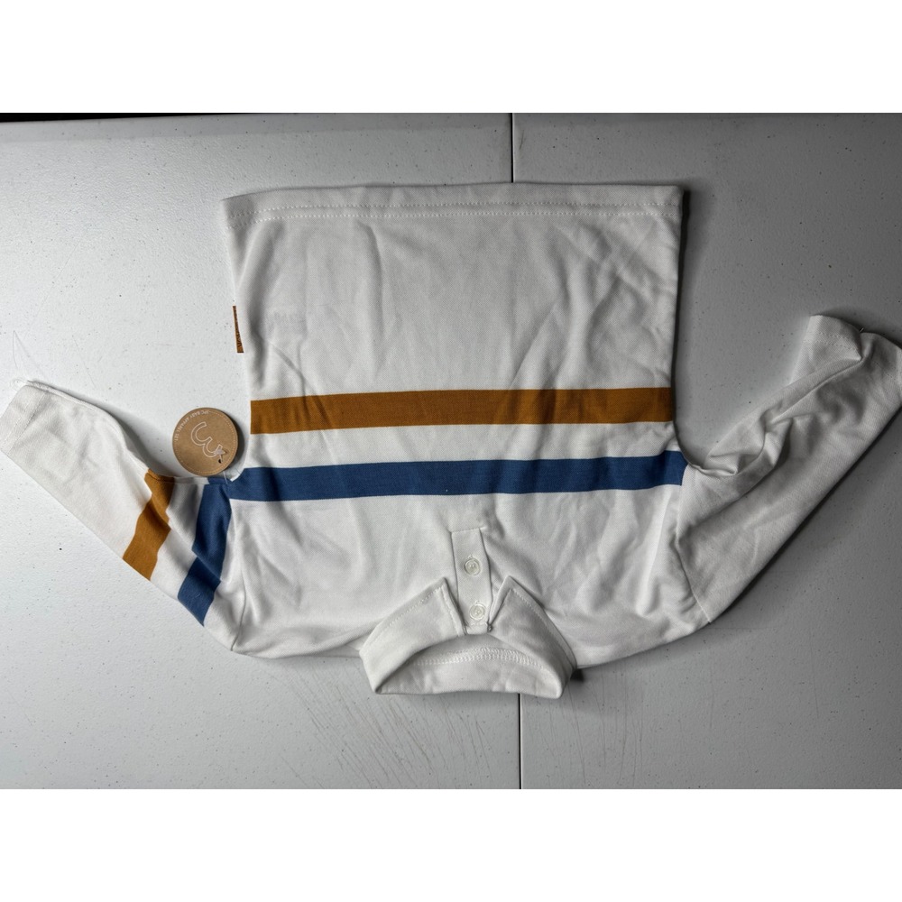 Lila & Jack Boys White Striped Long Sleeve Polo Shirt‎ 18-24M New